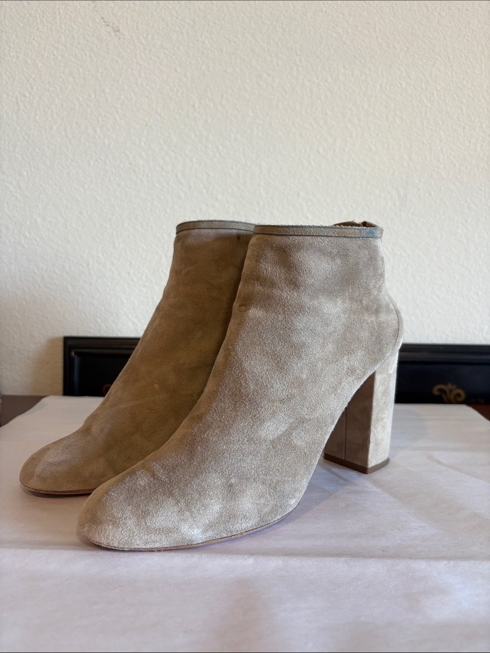 AQUAZZURA Downtown Suede Brown Ankle Boots Made in Italy Vero Cuoio